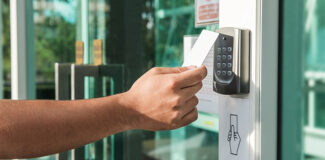 good physical office security at a workplace entry point