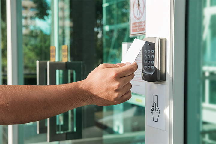 good physical office security at a workplace entry point